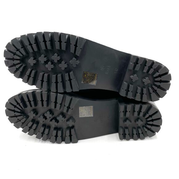 Raye Zu Boot Black Leather Upper Lug Combat Knit Gussets Lace-Up Sz 10 - Picture 7 of 11